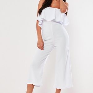 White double layer frill culotte jumpsuit